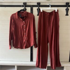 GAP Rust Button-Up Shirt, tank, and Pants Set